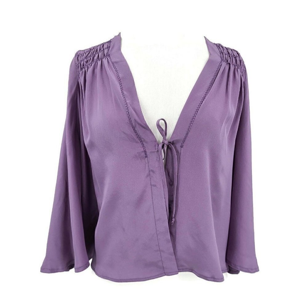NWOT Blue Life Lavender Tie Front Top Womens 1